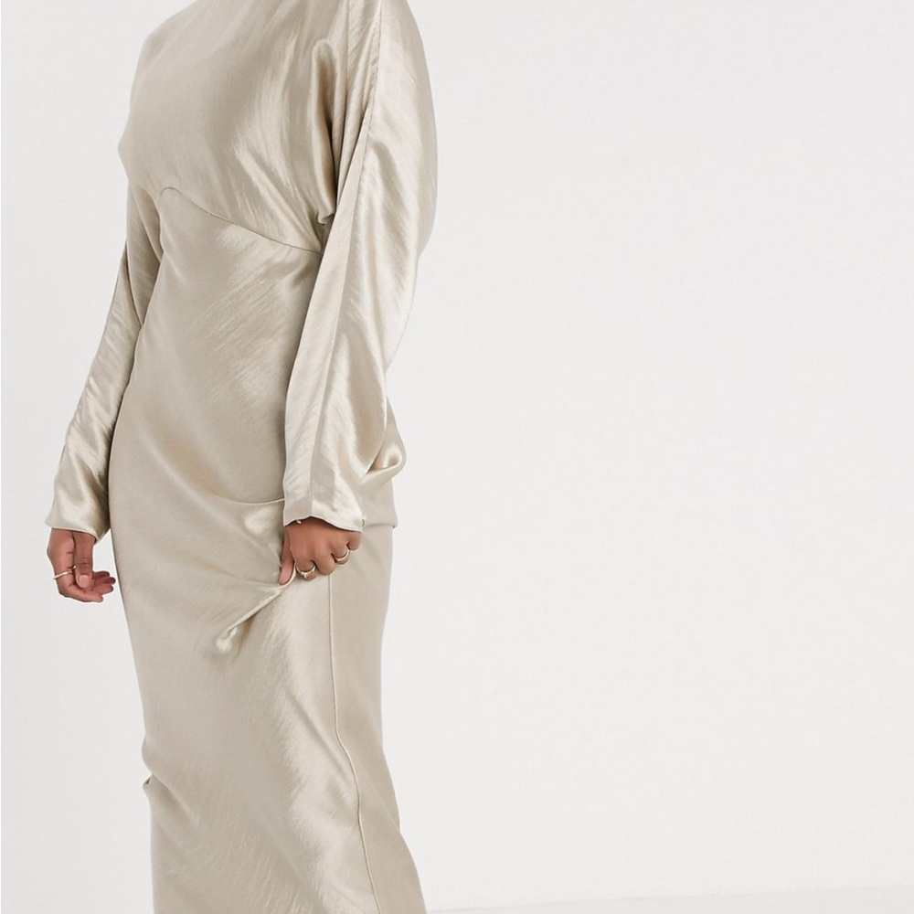 ASOS Design batwing bias cut maxi dressin oyster